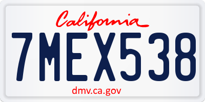 CA license plate 7MEX538