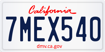 CA license plate 7MEX540