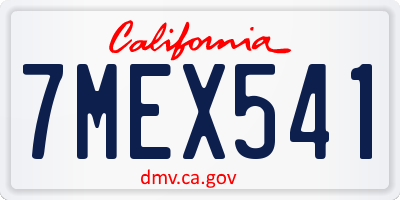 CA license plate 7MEX541