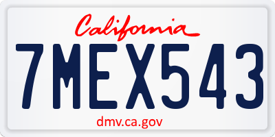 CA license plate 7MEX543