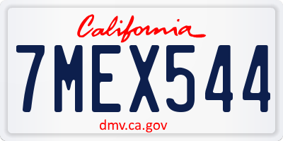 CA license plate 7MEX544