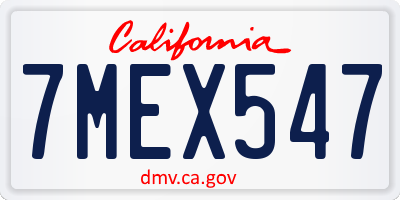 CA license plate 7MEX547