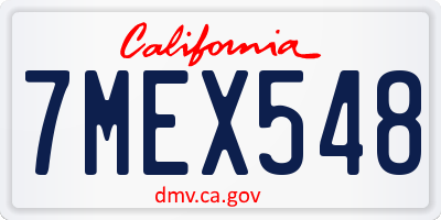 CA license plate 7MEX548