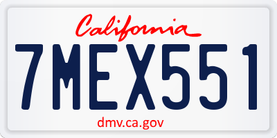 CA license plate 7MEX551