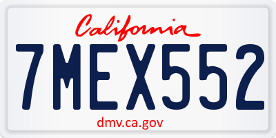 CA license plate 7MEX552