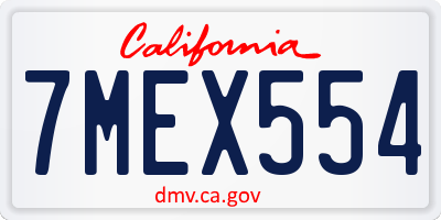 CA license plate 7MEX554