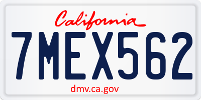 CA license plate 7MEX562