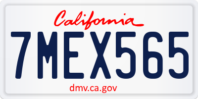 CA license plate 7MEX565