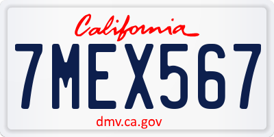 CA license plate 7MEX567