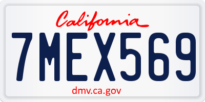 CA license plate 7MEX569