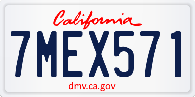 CA license plate 7MEX571