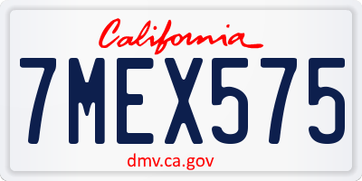 CA license plate 7MEX575