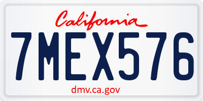 CA license plate 7MEX576