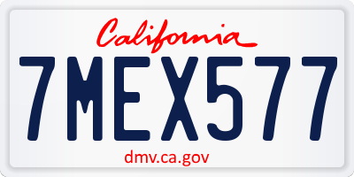 CA license plate 7MEX577