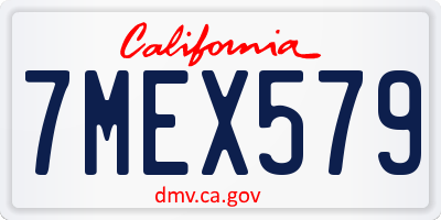 CA license plate 7MEX579