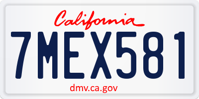 CA license plate 7MEX581
