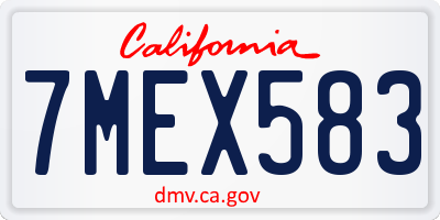 CA license plate 7MEX583