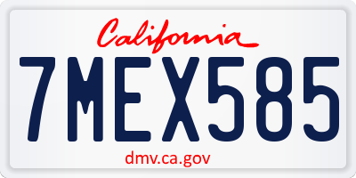 CA license plate 7MEX585