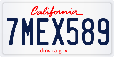 CA license plate 7MEX589