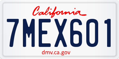 CA license plate 7MEX601