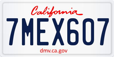 CA license plate 7MEX607