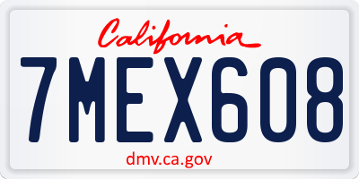 CA license plate 7MEX608