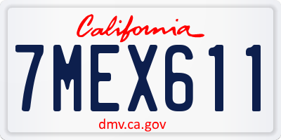 CA license plate 7MEX611