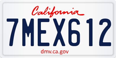 CA license plate 7MEX612