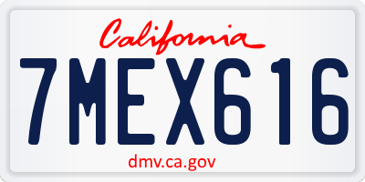 CA license plate 7MEX616