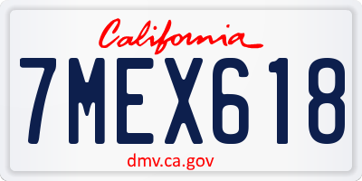 CA license plate 7MEX618