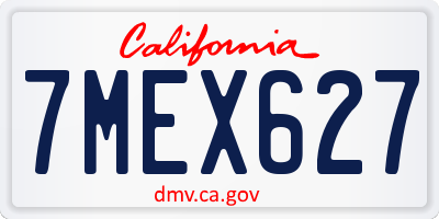 CA license plate 7MEX627
