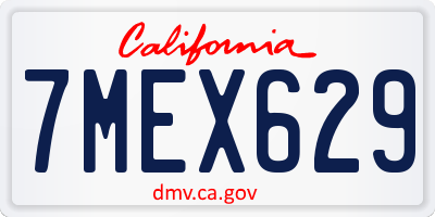 CA license plate 7MEX629