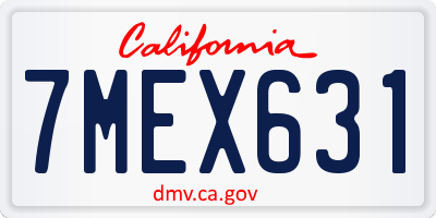 CA license plate 7MEX631