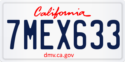 CA license plate 7MEX633