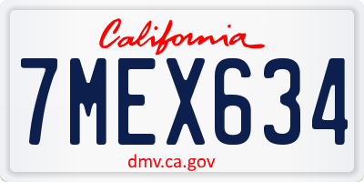 CA license plate 7MEX634