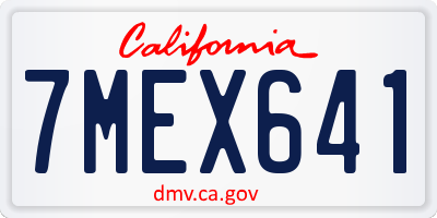 CA license plate 7MEX641