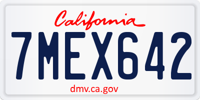 CA license plate 7MEX642