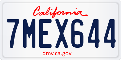 CA license plate 7MEX644