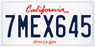 CA license plate 7MEX645