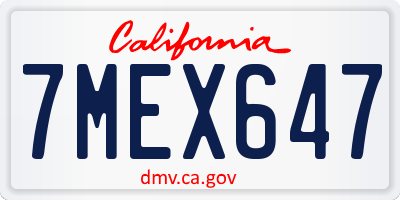 CA license plate 7MEX647