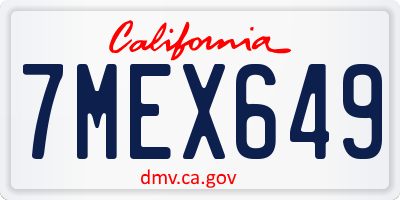 CA license plate 7MEX649