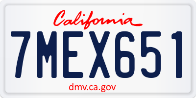 CA license plate 7MEX651