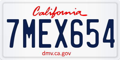 CA license plate 7MEX654