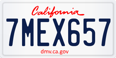 CA license plate 7MEX657