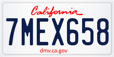 CA license plate 7MEX658