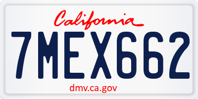 CA license plate 7MEX662