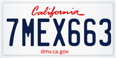 CA license plate 7MEX663