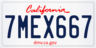CA license plate 7MEX667