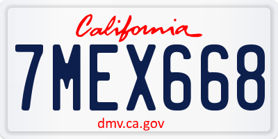 CA license plate 7MEX668