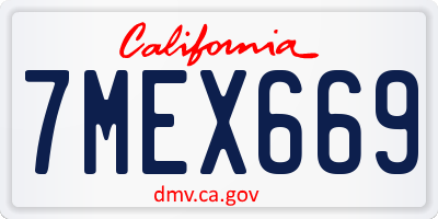 CA license plate 7MEX669